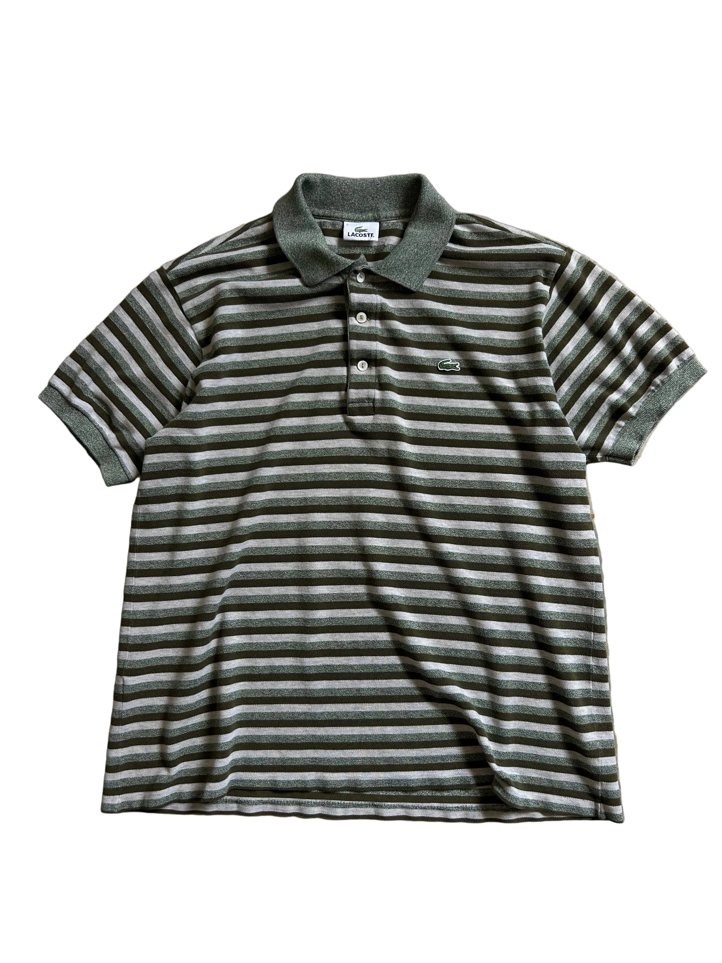 Lacoste men's striped polo shirt Green Large