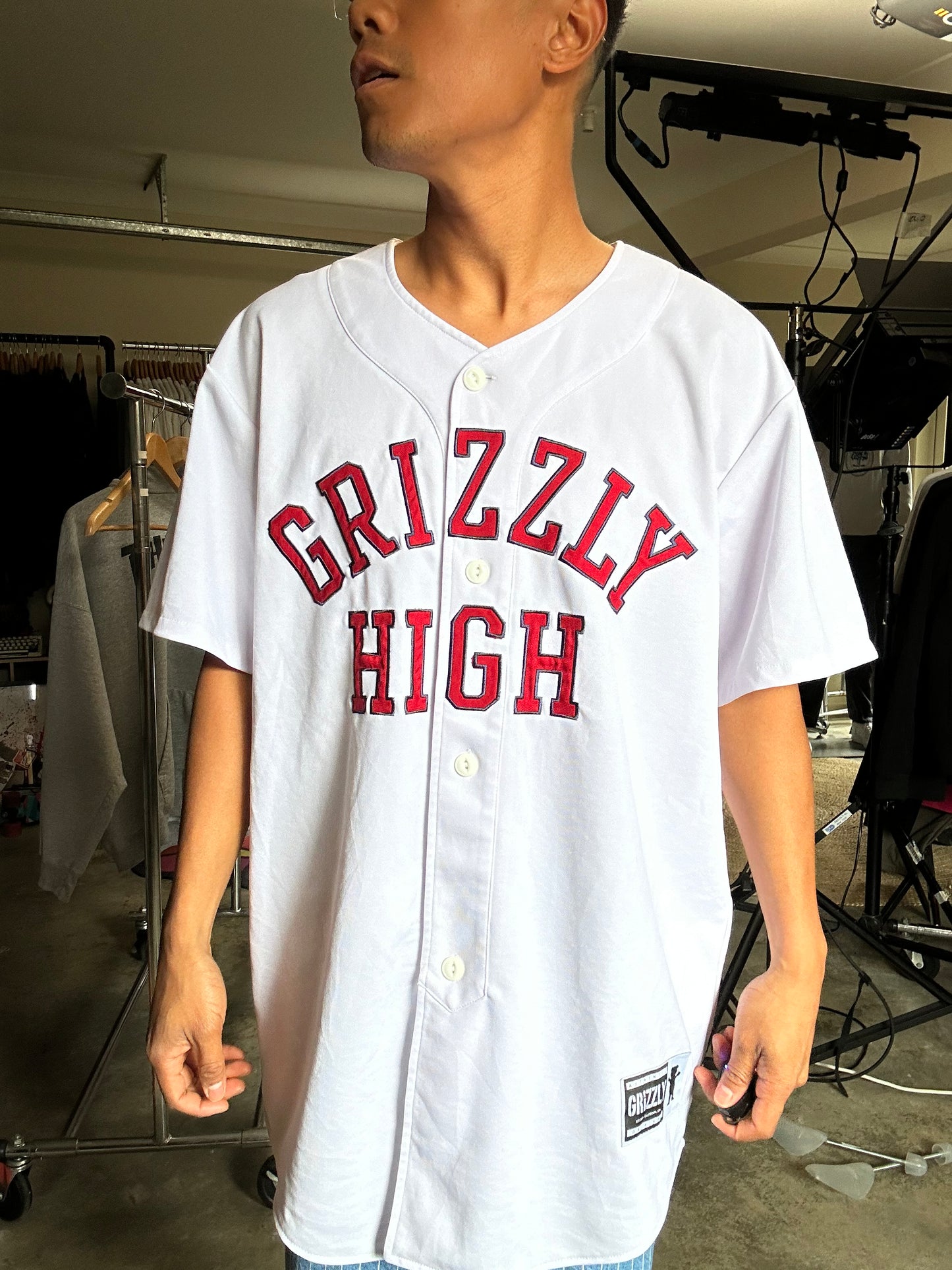 Grizzly Griptape "Grizzly High" baseball jersey White Large