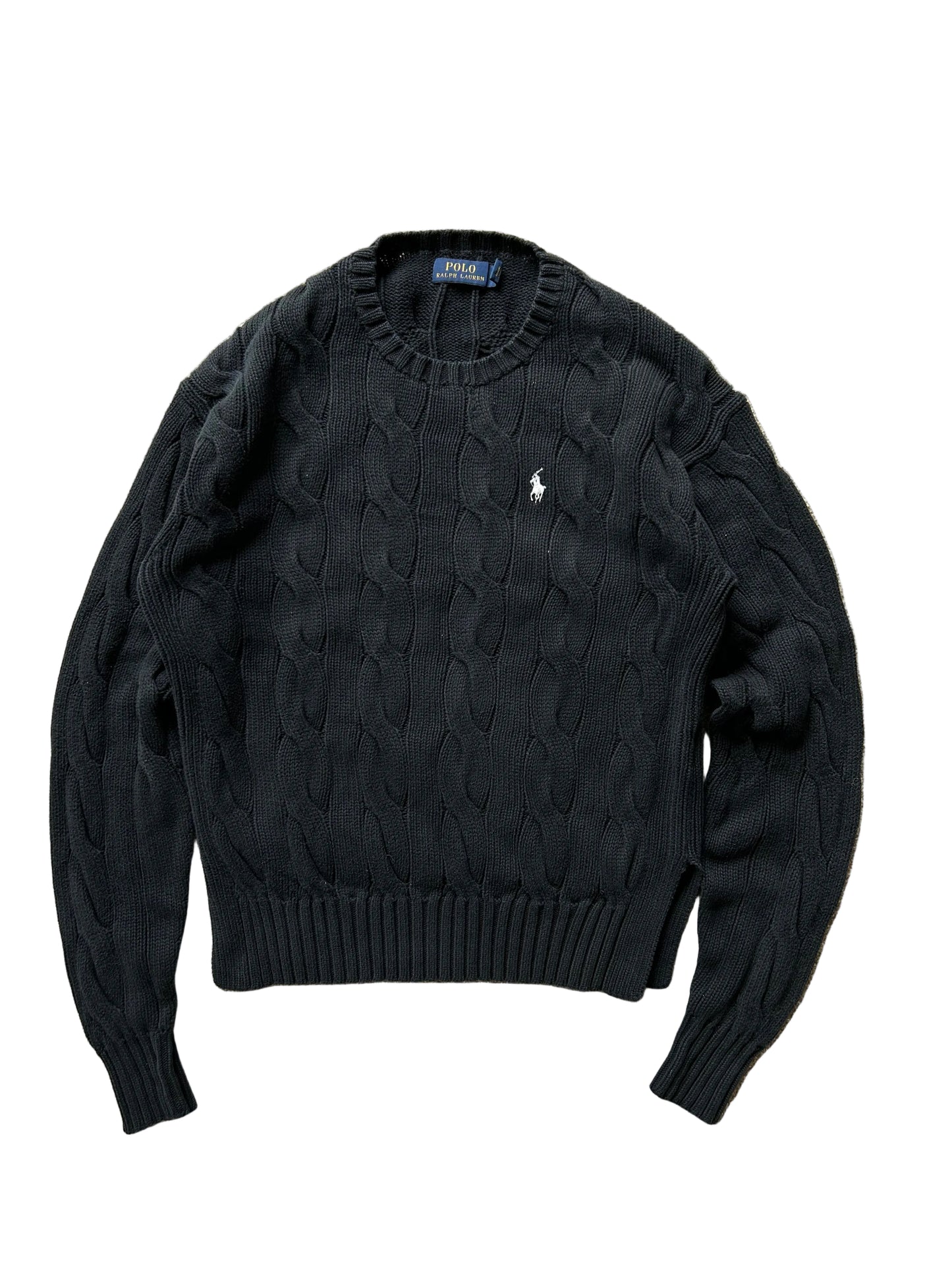Ralph Lauren RL Cross-knit Jumper Small Women's Navy Blue