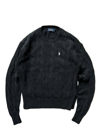 Ralph Lauren RL Cross-knit Jumper Small Women's Navy Blue