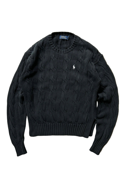 Ralph Lauren RL Cross-knit Jumper Small Women's Navy Blue
