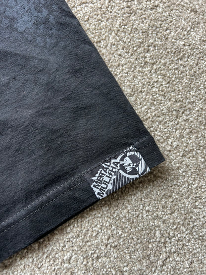 Y2K Metal Mulisha Gravity Tee in black cotton with a grey MM skull graphic Large