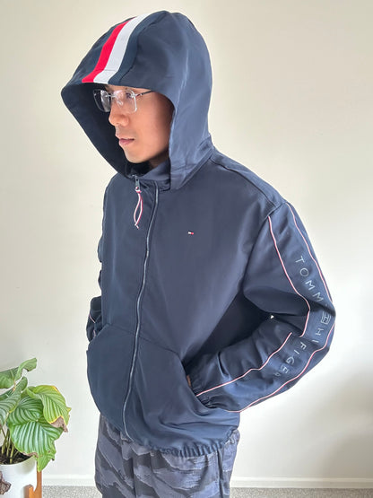 Tommy Hilfiger Windbreaker Hoodie Jacket Small Navy Blue