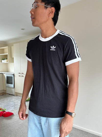 Adidas Adicolor Classics 3-Stripes Tee in black cotton Medium