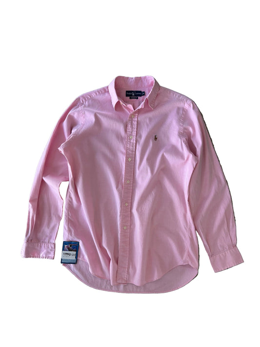 pink Polo Ralph Lauren long-sleeve oxford button-down shirt featuring the signature embroidered pony logo on the chest Medium