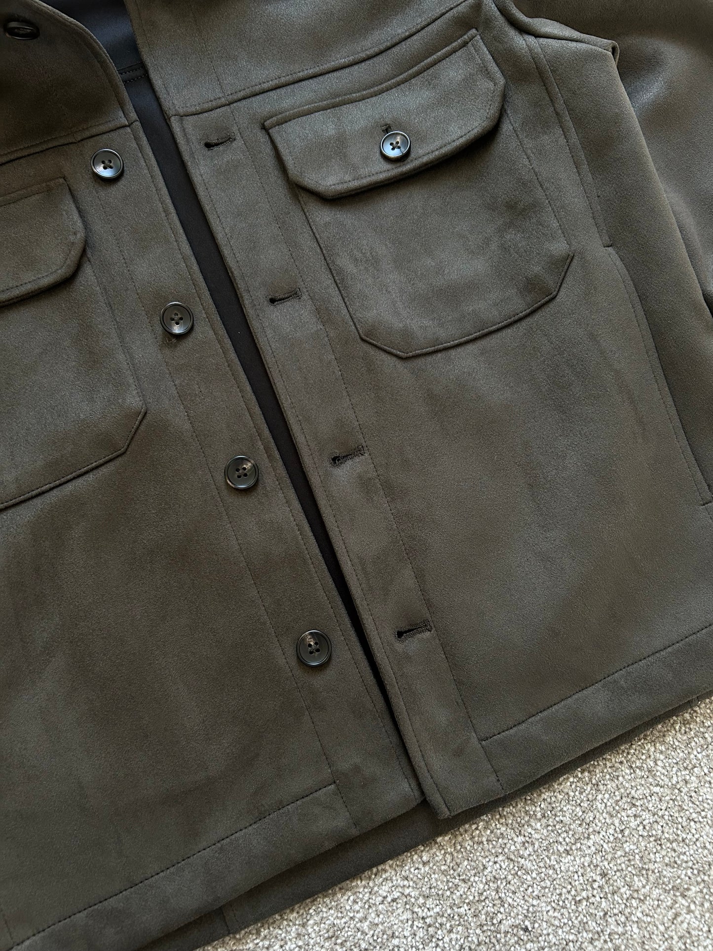 Zara Suede Faux Jacket Small Olive