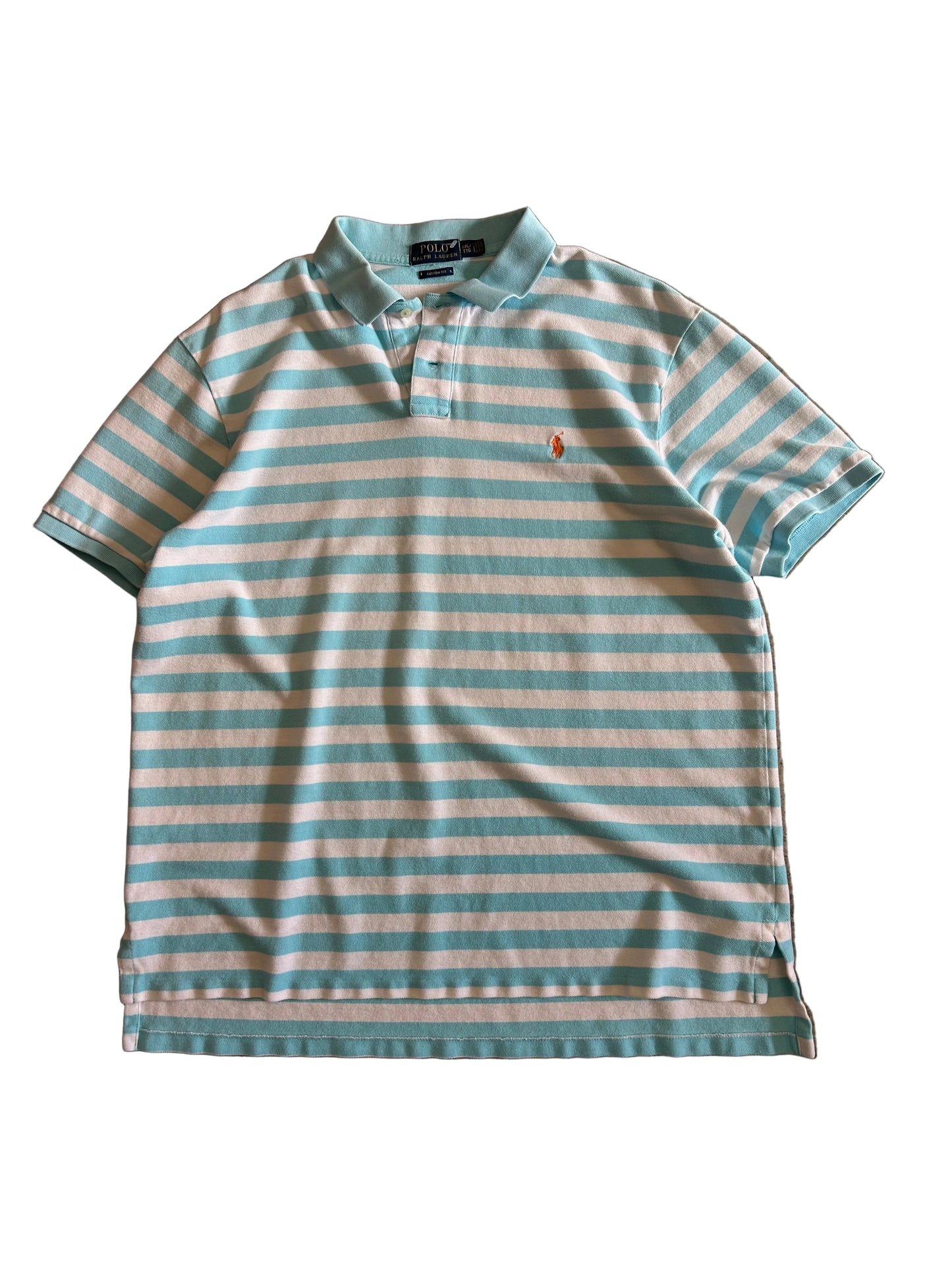 Polo Ralph Lauren light blue and white striped cotton polo shirt 2XL