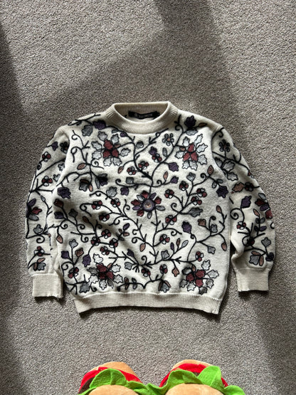 French Connection Floral Wool Sweater Cream Small