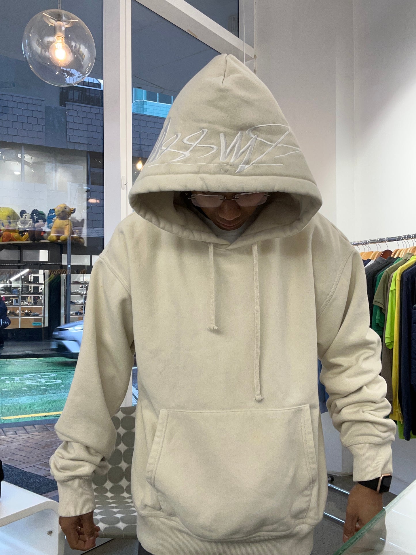Stüssy hoodie Cream XL Embroid Script on the Hood