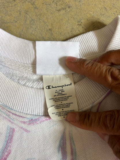 Champion Reverse Weave crewneck sweatshirt featuring a marble-style dye pattern Medium White