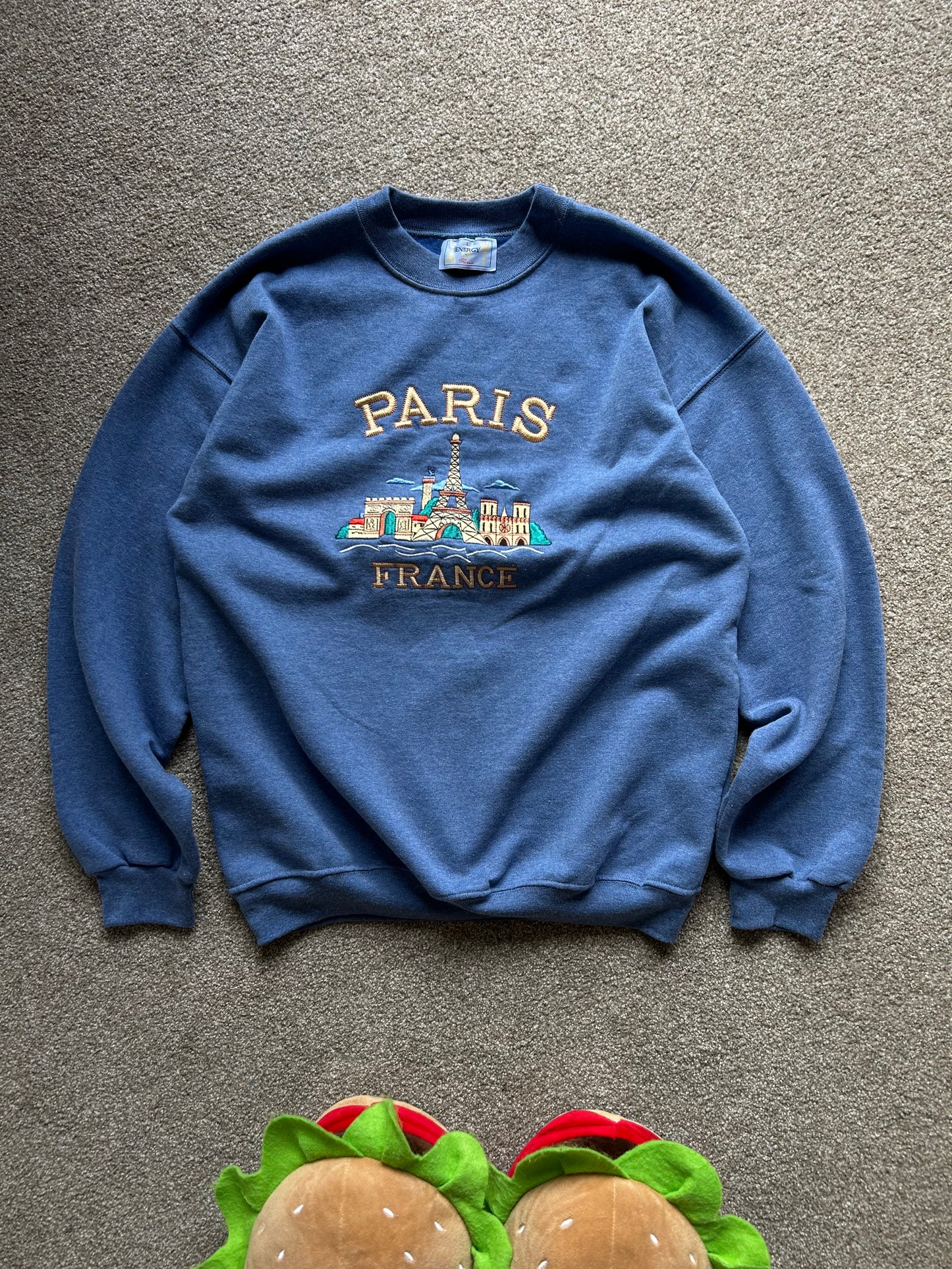 Vintage Paris France Blue Sweater Large