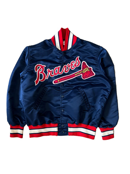 MLB Vintage 80s Wilson Atlanta Braves satin jacket size XL Navy