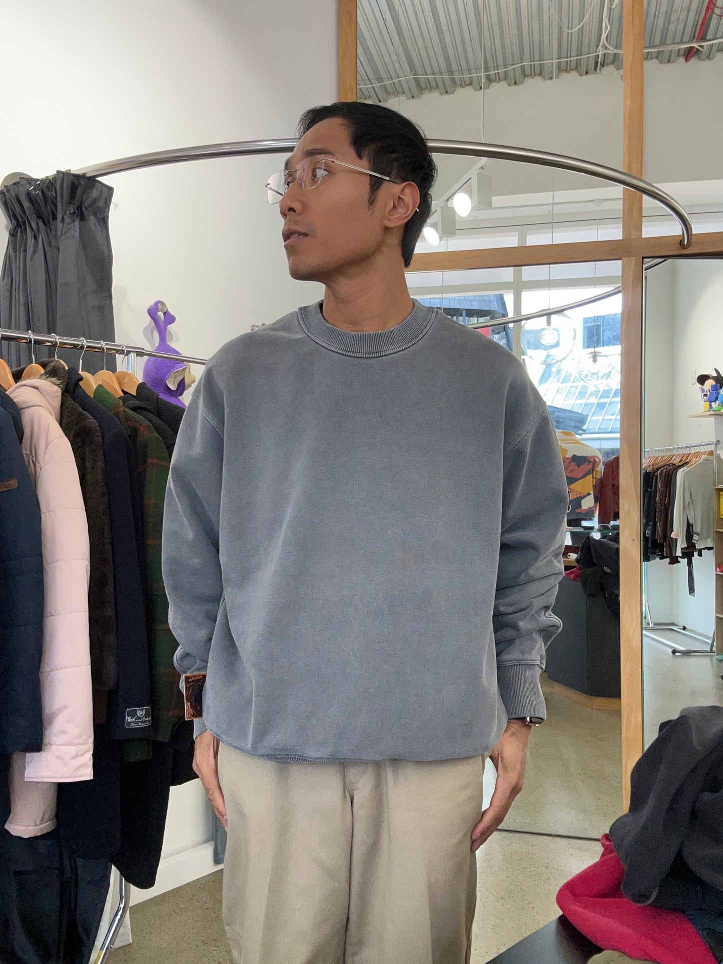 COS crewneck sweatshirt features a washed gray finish for a vintage look Large