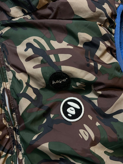 A Bathing Ape AAPE BAPE Down Hooded Vest Reversible Large Pertex Blue Camo