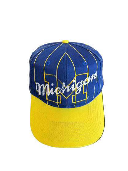 Vintage University of Michigan Wolverines Pinstripe Script Snapback Hat
