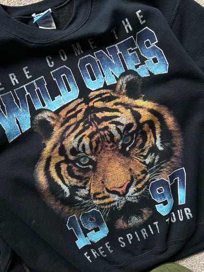 Vintage 1997 Here Come the Wild Ones Sweatshirt Medium Black