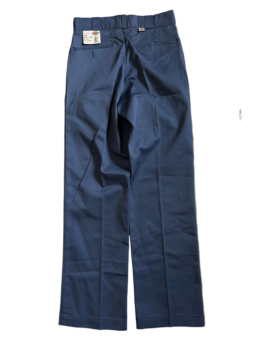Vintage Made in USA Dickies 874 Original Work Pants in a blue colorway, featuring a waist size of 30 inches and a length of 32 inches