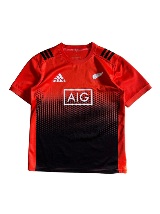 Orange Adidas New Zealand All Blacks Rugby Performance Training Jersey from approximately 2017 minimal Stains