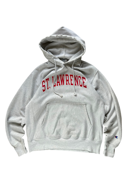 St. Lawrence Reverse Weave Cotton Exchange Hoodie Champion Large Grey
