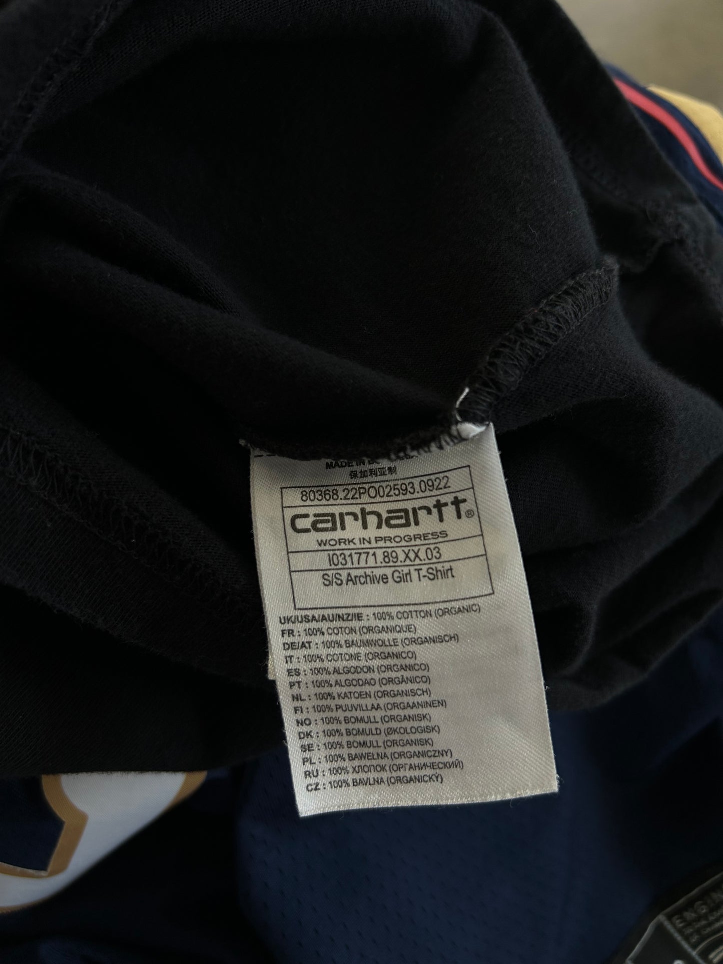 black Carhartt WIP Archive Girl short-sleeve t-shirt featuring a vintage photographic chest print. Large