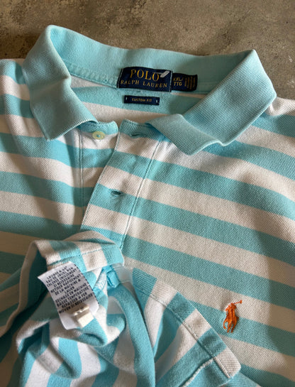 Polo Ralph Lauren light blue and white striped cotton polo shirt 2XL