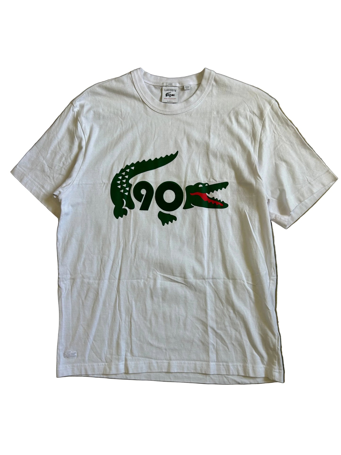 Lacoste 90th Anniversary Collector T-shirt, a limited edition piece designed to celebrate 90 years of the brand Large White