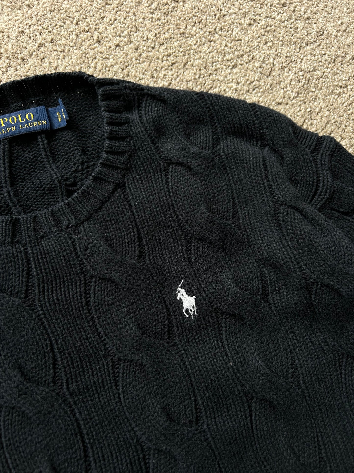 Ralph Lauren RL Cross-knit Jumper Small Women's Navy Blue