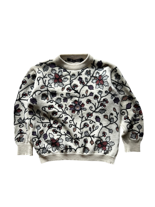 French Connection Floral Wool Sweater Cream Small