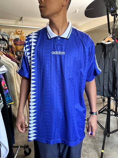 vintage Adidas 1994-1995 Men's blue template diamond football shirt jersey XL Blue