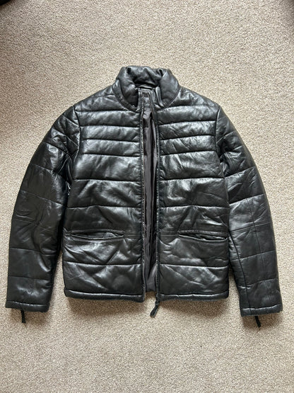 Esprit Leather Jacket Small Puffer Black
