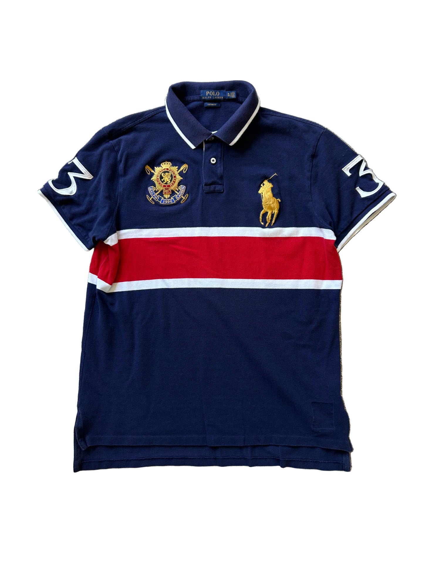 Y2K Polo Ralph Lauren navy and red polo shirt XL