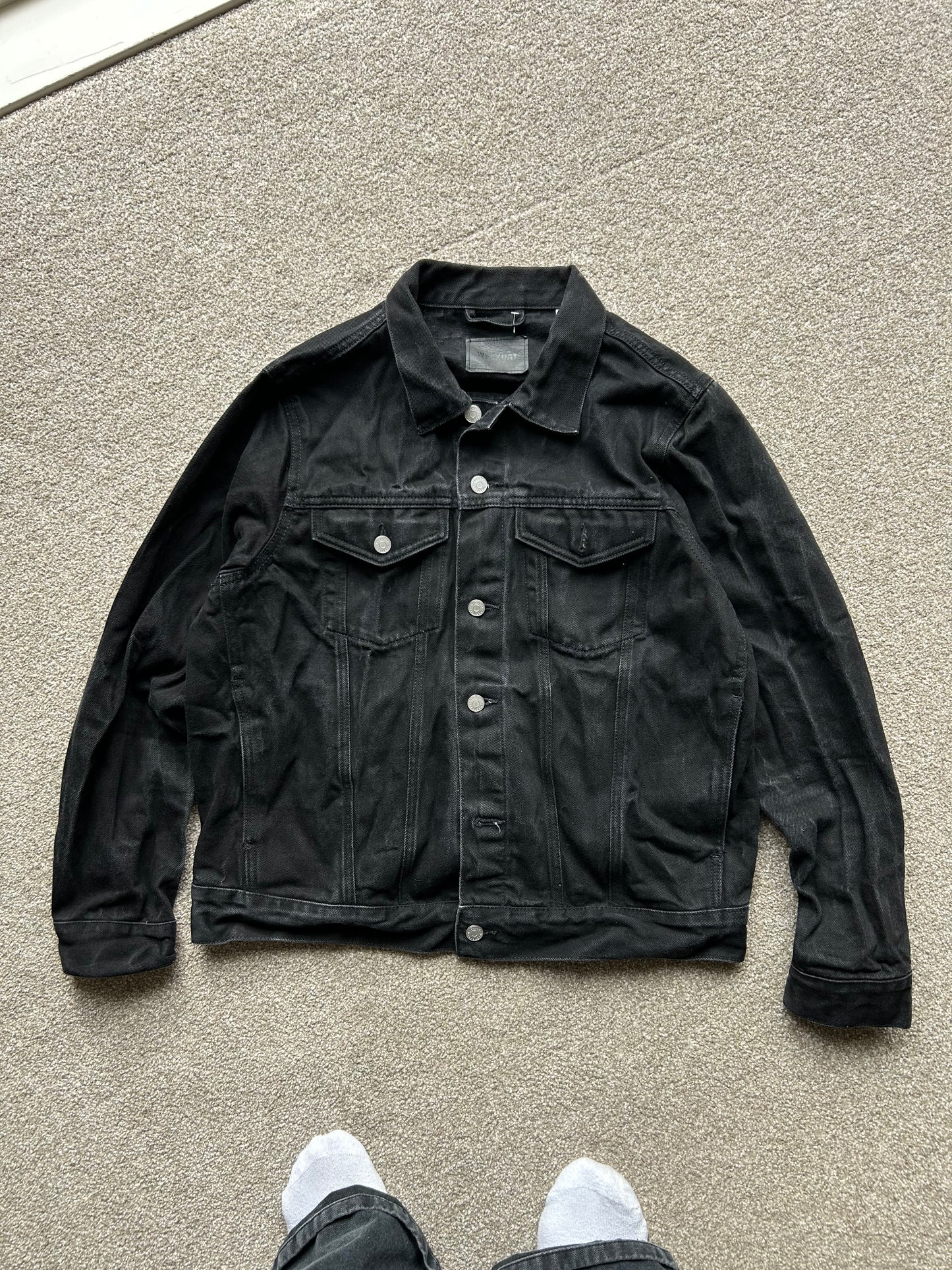Weekday Relaxed Fit Denim Jacket Black Large