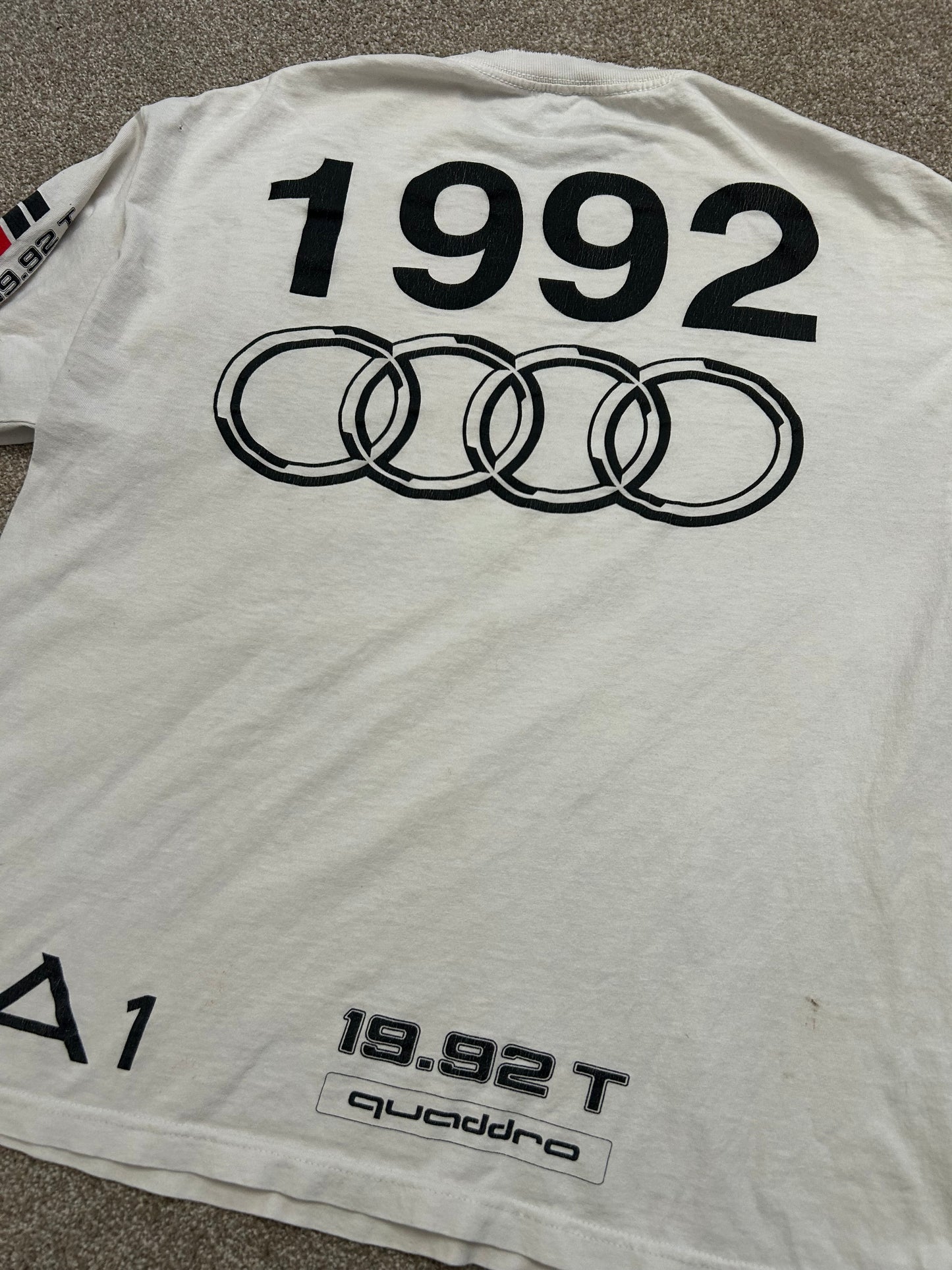 Vintage 1992 Audi Shirt Longsleeve XL White Faded Distressed Tee
