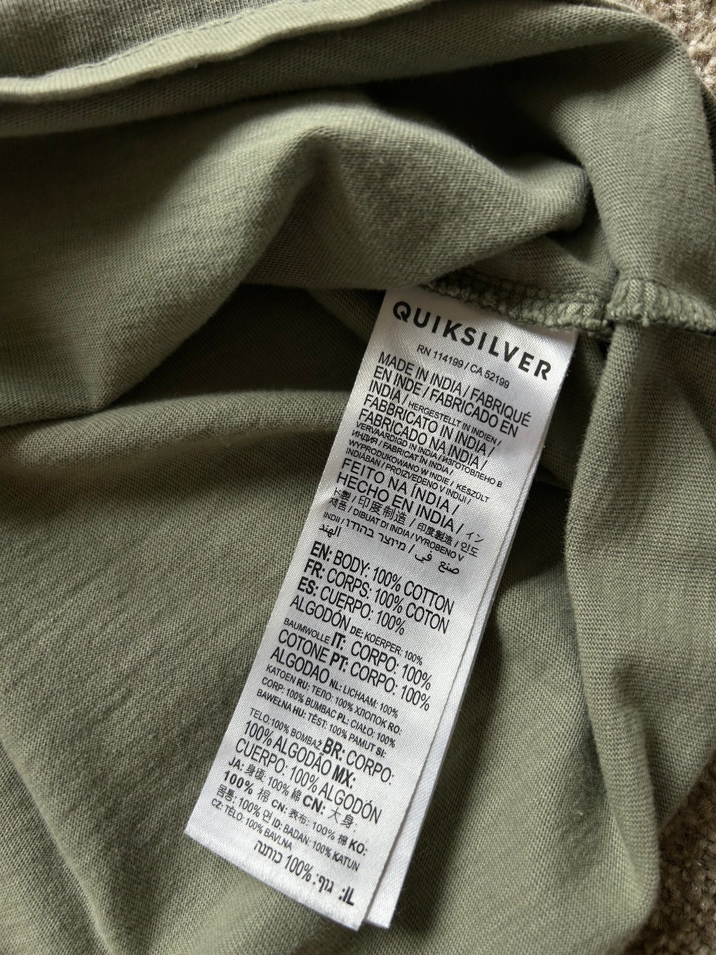 Quicksilver Green Tee Tshirt Medium Oversize Large Fit