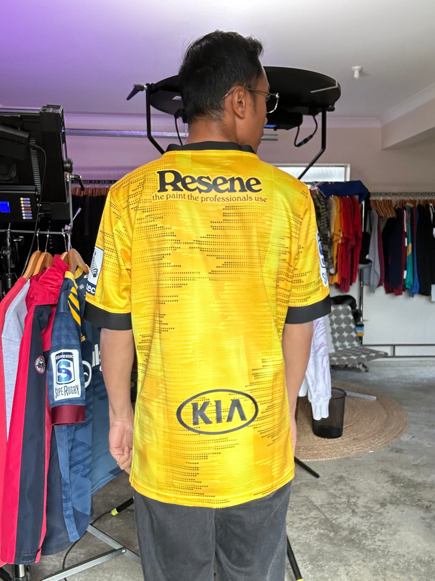 Adidas Hurricanes home rugby jersey in bold gold and shock yellow Large