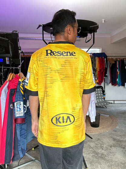 Adidas Hurricanes home rugby jersey in bold gold and shock yellow Large