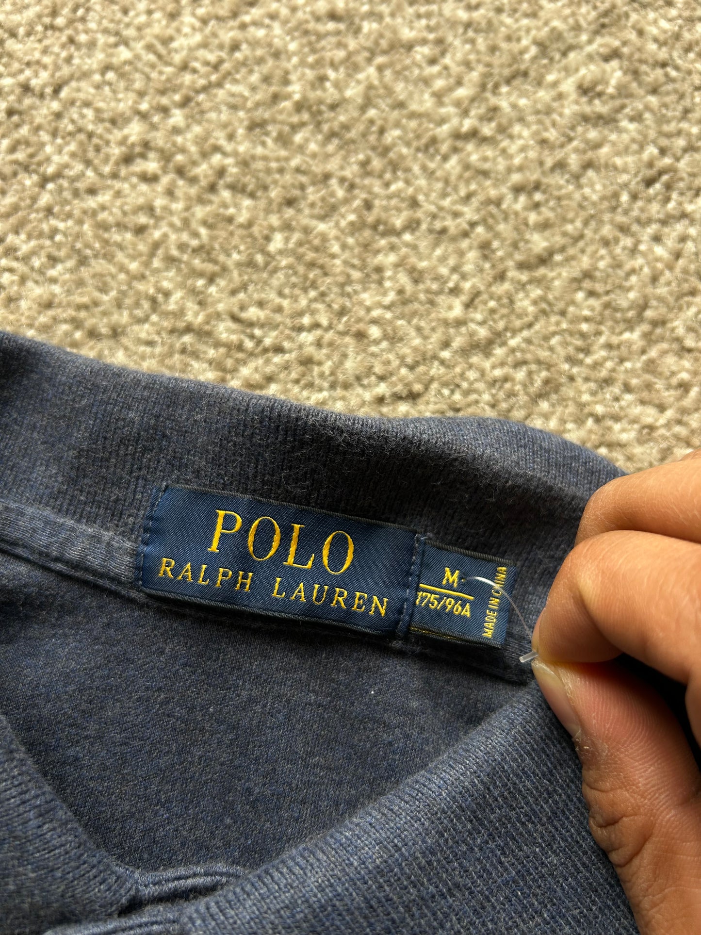 Polo Ralph Lauren long-sleeved polo shirt in Newport Navy cotton mesh fabric Medium