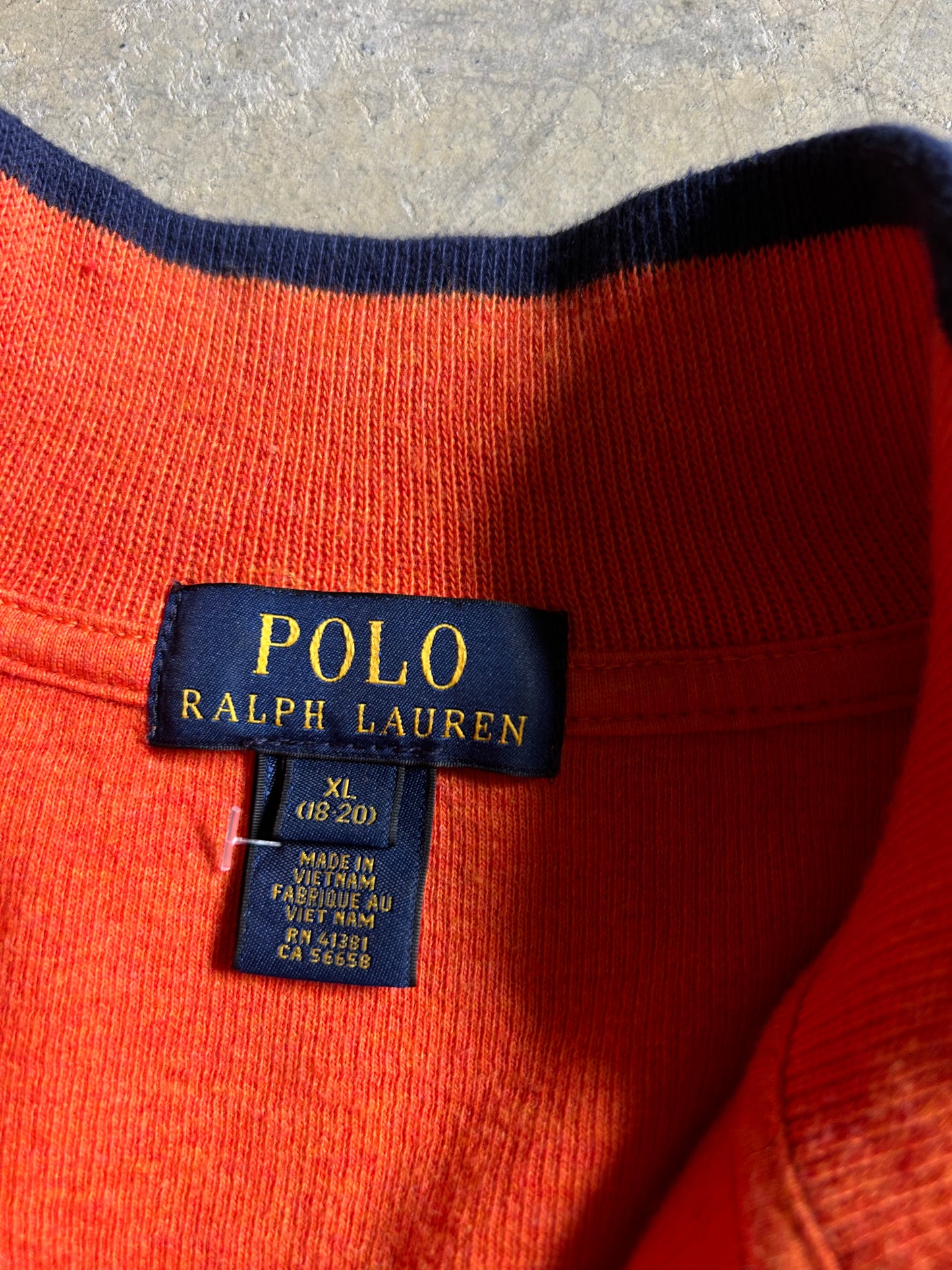 Polo Ralph Lauren quarter-zip pullover sweater, orange with a signature embroidered pony logo Medium