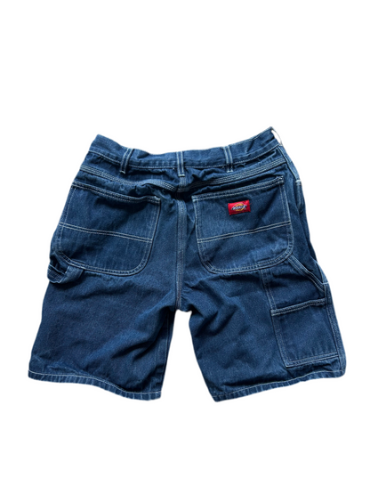Dickies relaxed-fit denim carpenter shorts in a dark wash blue color size 28 waist