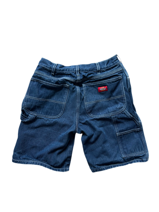 Dickies relaxed-fit denim carpenter shorts in a dark wash blue color size 28 waist