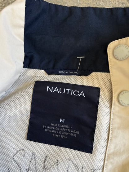 vintage Nautica Competition white and navy blue sailing windbreaker jacket Medium