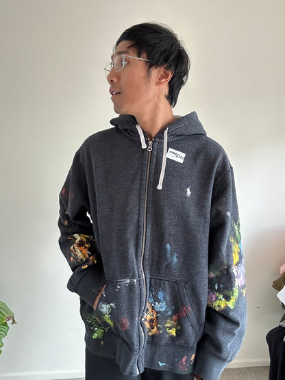 Ralph Lauren RL Custom Painted Grey Hoodie XL