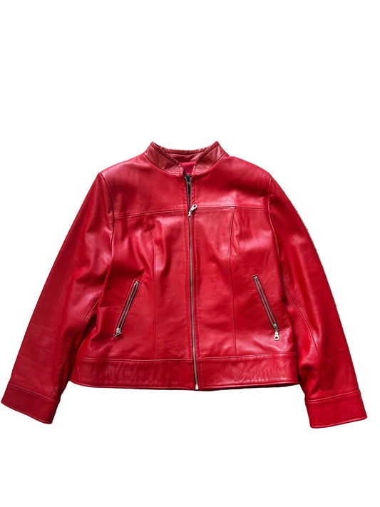L Aurore Red Leather Jacket Womens Medium