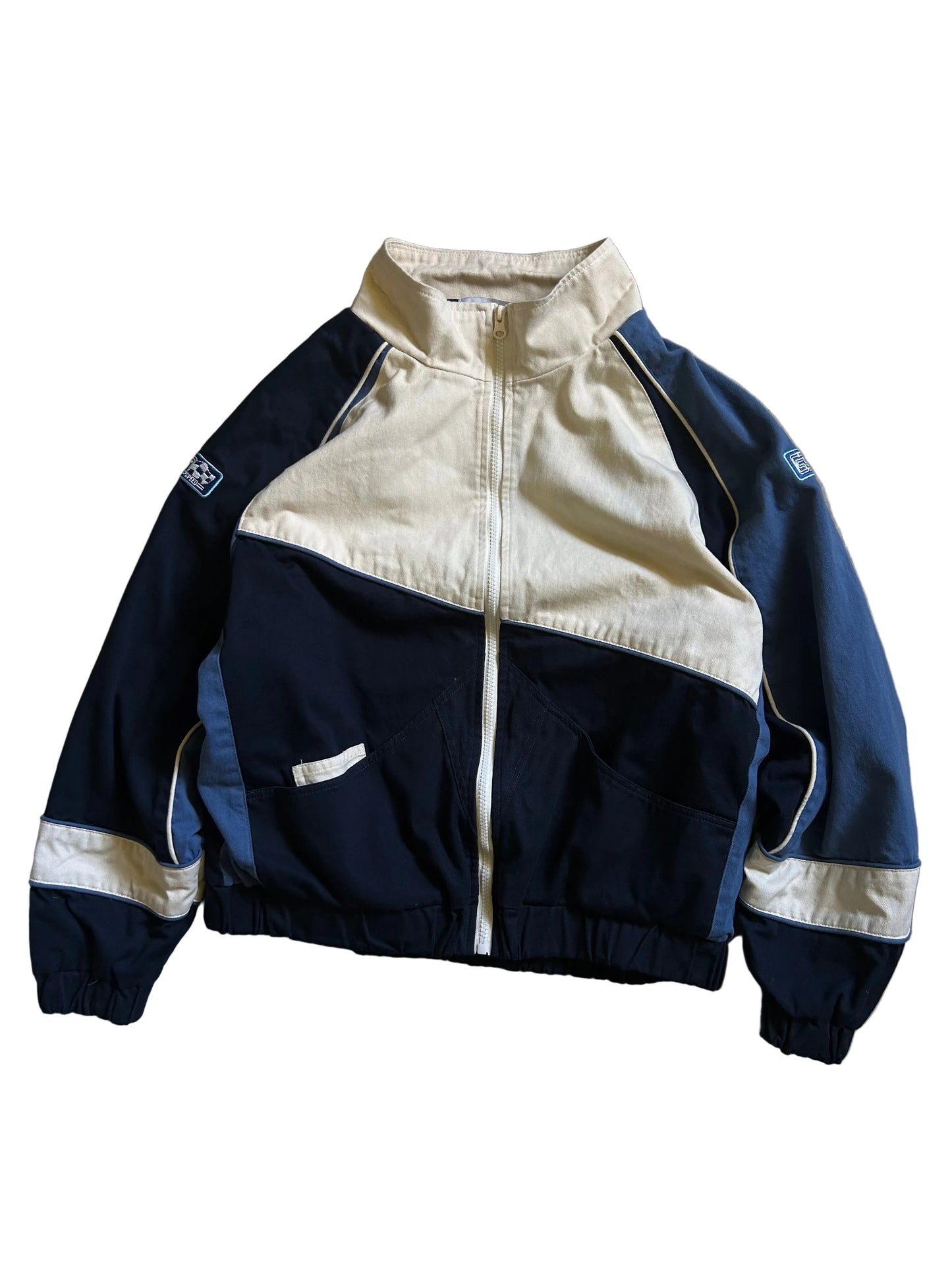 Aelfric Eden colorblock detachable medallion jacket size Large Blue