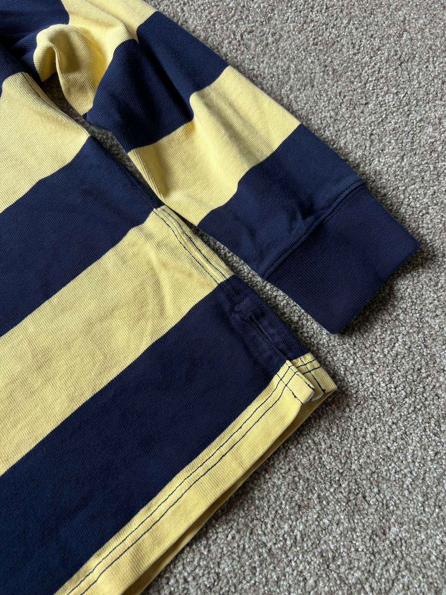 Ralph Lauren Stripe Rugby Shirt Medium Yellow Navy