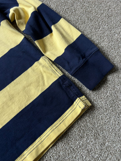Ralph Lauren Stripe Rugby Shirt Medium Yellow Navy