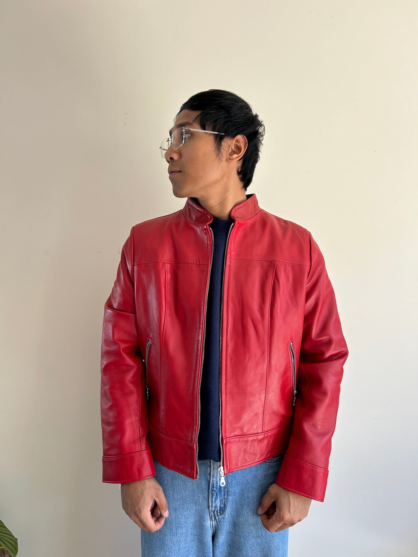 L Aurore Red Leather Jacket Womens Medium