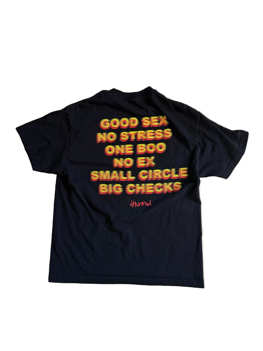 black 4Hunnid "Good Sex" graphic t-shirt featuring textured lettering on the back Large