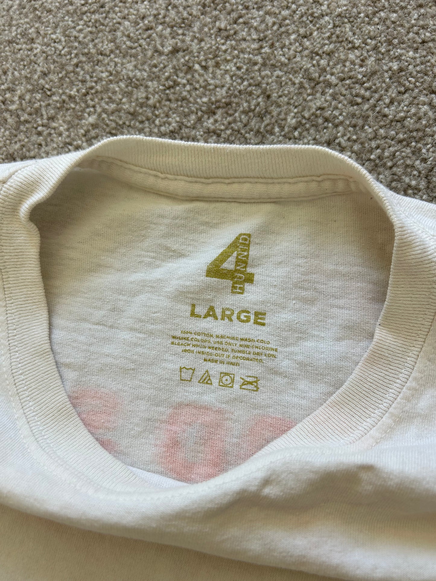 4Hunnid "Good S*x No Stress" t-shirt White Large with Stains