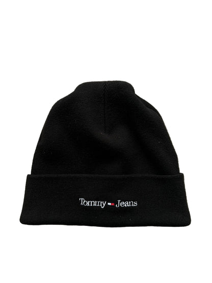 black Tommy Jeans cotton-blend beanie OSFa